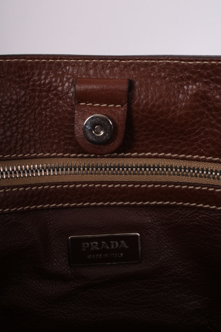 Prada Vitello Daino Straw Handbag Brown | O/S, Brown