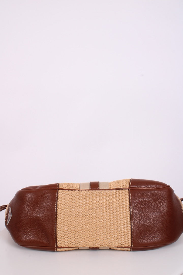 Prada Vitello Daino Straw Handbag Brown | O/S, Brown
