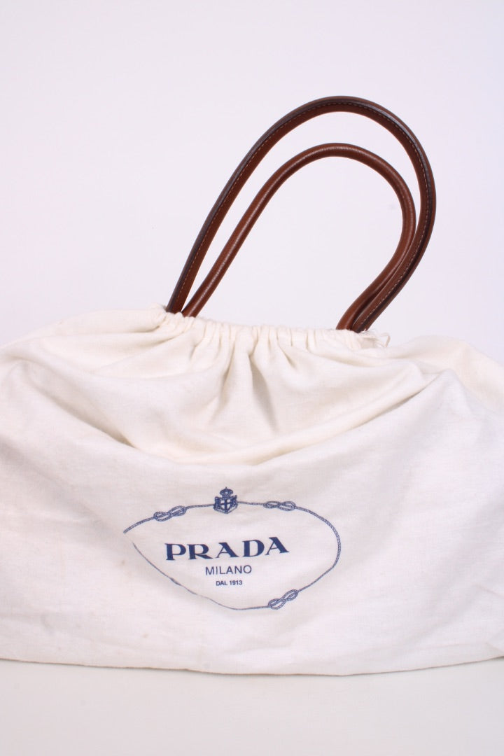 Prada Vitello Daino Straw Handbag Brown | O/S, Brown