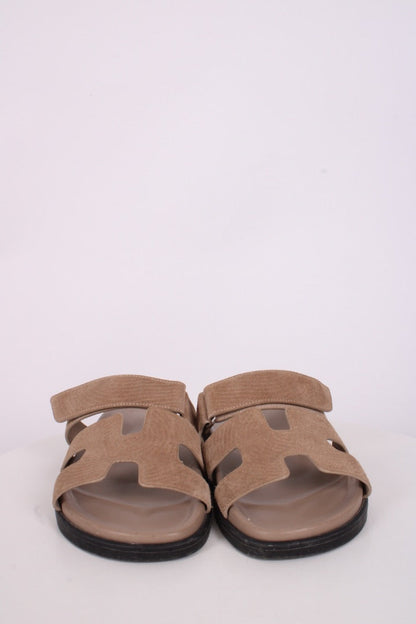 Hermes Chypre Suede Sandals Beige Sable 39 | O/S, Beige