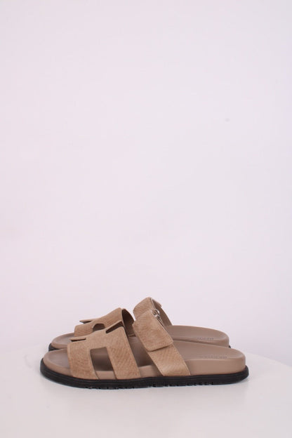Hermes Chypre Suede Sandals Beige Sable 39 | O/S, Beige