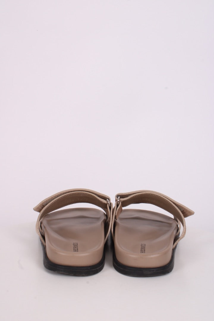 Hermes Chypre Suede Sandals Beige Sable 39 | O/S, Beige