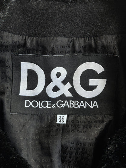 D&G Double Breasted Fur Collar Trench Coat