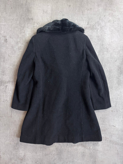 D&G Double Breasted Fur Collar Trench Coat