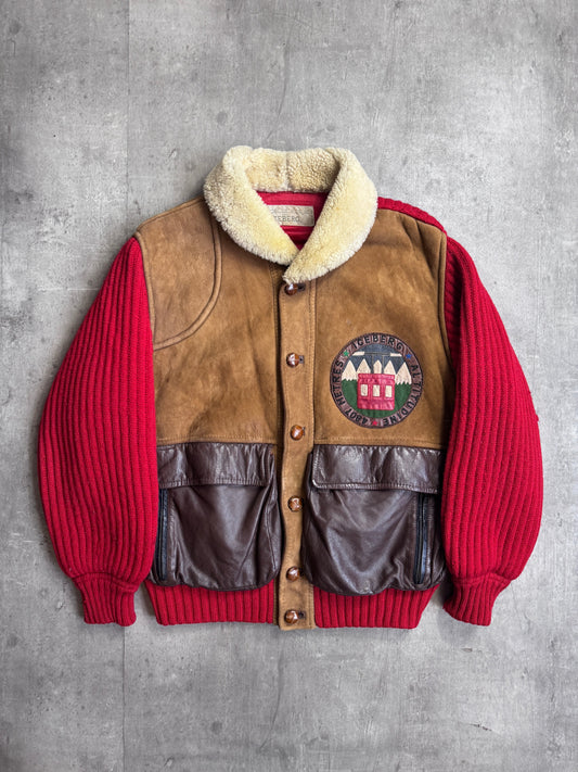 Iceberg Leather Knit Button Up Coat