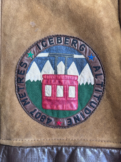 Iceberg Leather Knit Button Up Coat