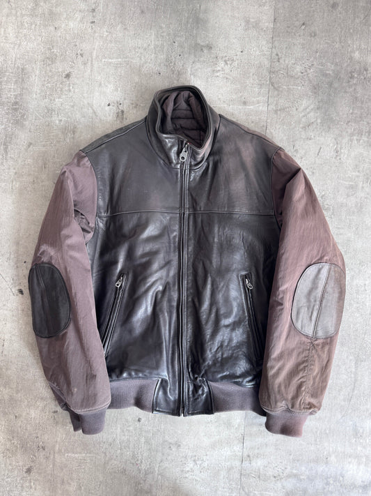 Chevignon Brown Quilt Lined Leather Bomber