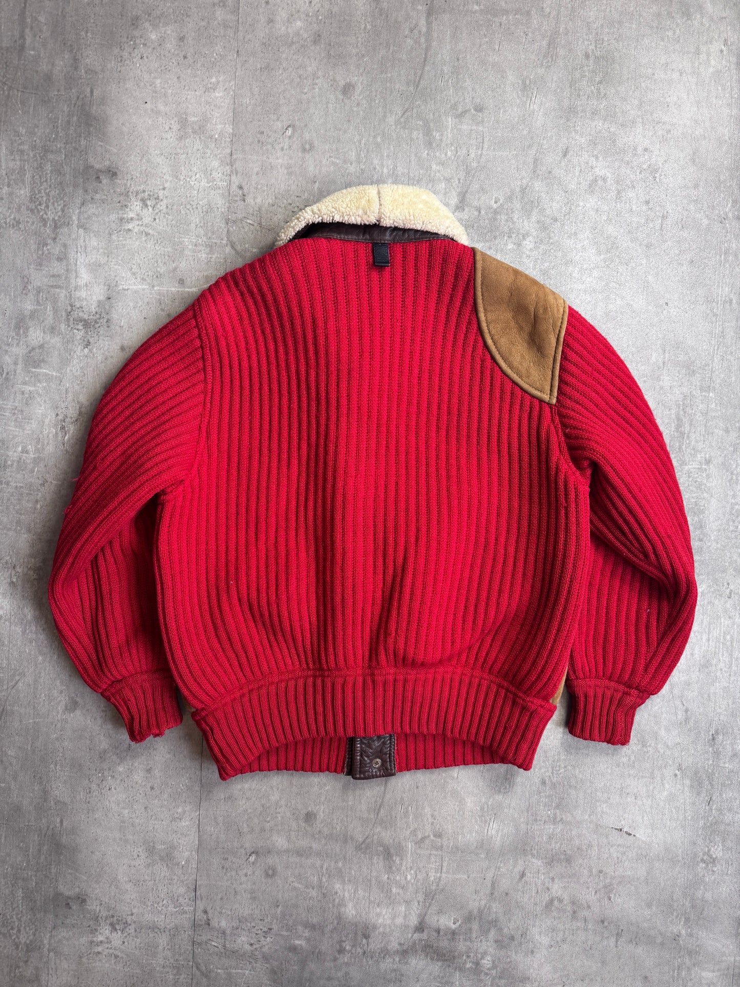 Iceberg Leather Knit Button Up Coat