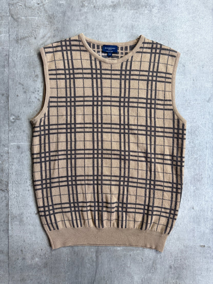 Burberry Golf Beige Check Knitted Sweater Vest