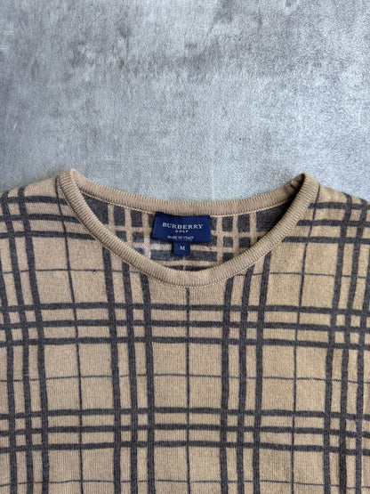 Burberry Golf Beige Check Knitted Sweater Vest