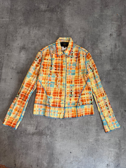 Fendi Embellished Abstract Print Dual Zip Lightweight Jacket