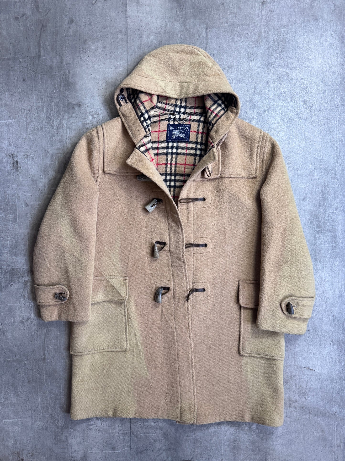 Burberry Beige Wool Hooded Duffel Coat