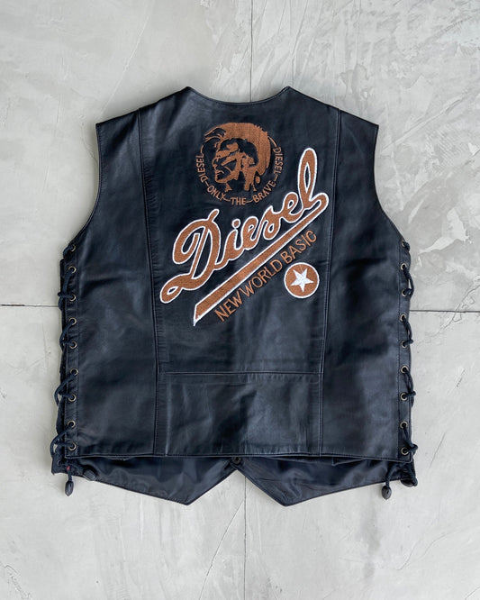 DIESEL FAUX LEATHER VEST WAISTCOAT - S
