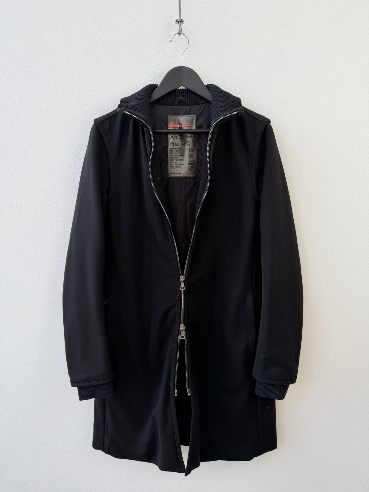 Prada Sport Padded Longline Jacket | Small, Black