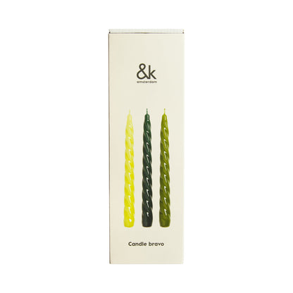 &Klevering Candle Bravo Green Set of 3