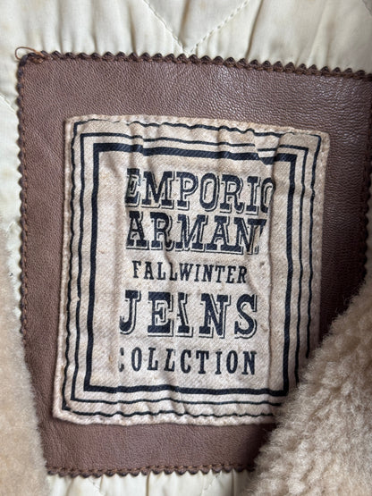 1982 Emporio Armani Suede Detail Shearling Denim Coat