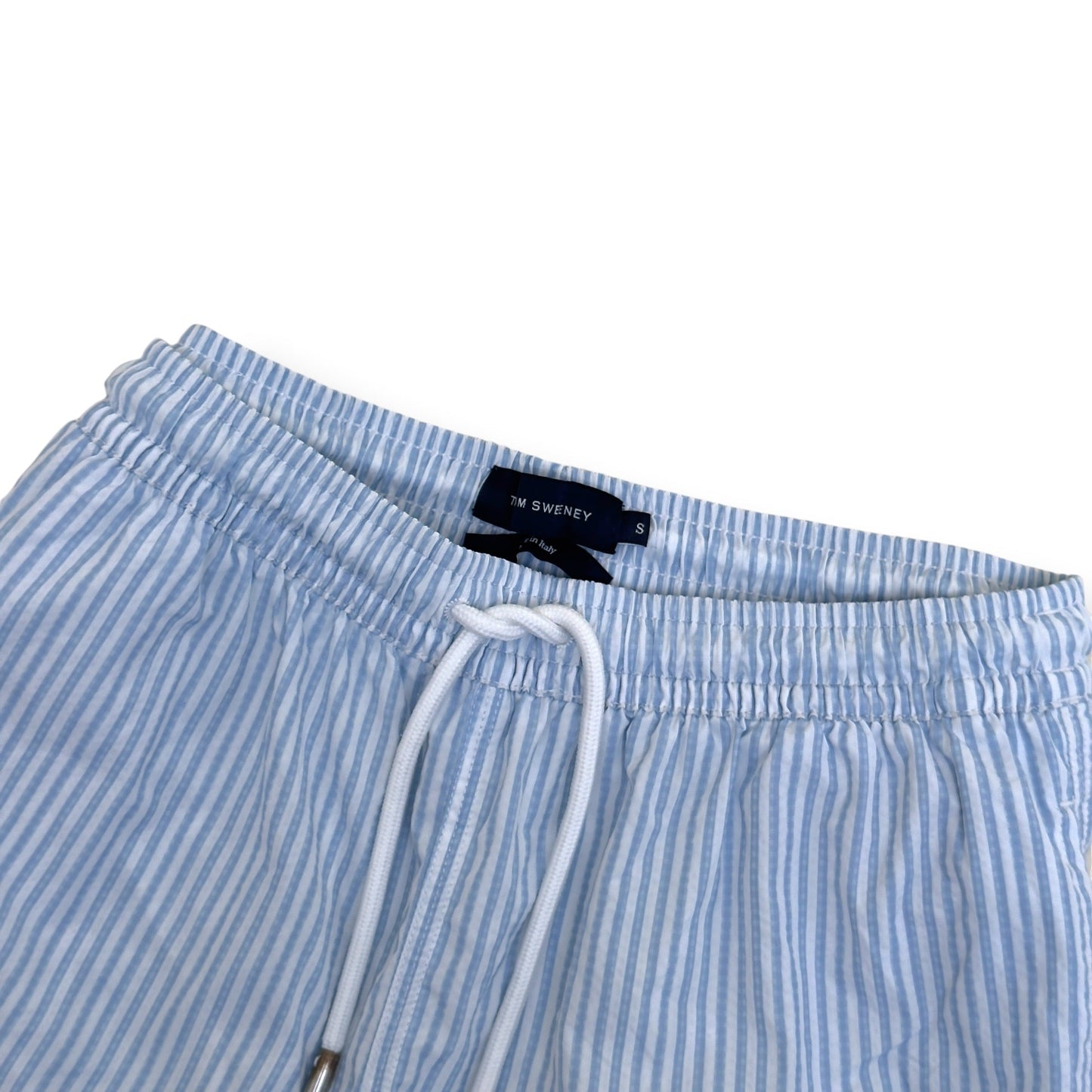 THOM SWEENEY STRIPED SWIM SHORTS LIGHT BLUE S | Small, Blue