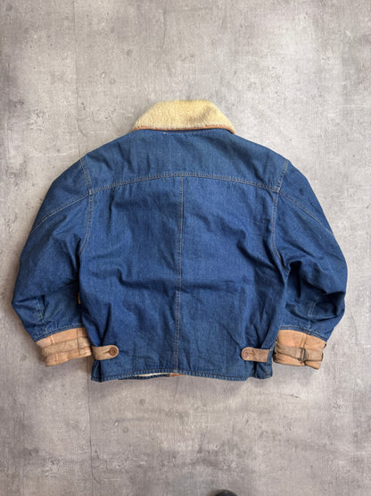 1982 Emporio Armani Suede Detail Shearling Denim Coat