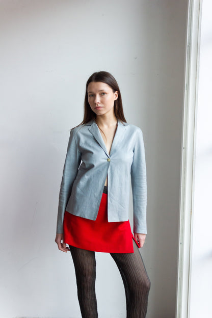 Baby blue Jil Sander leather jacket