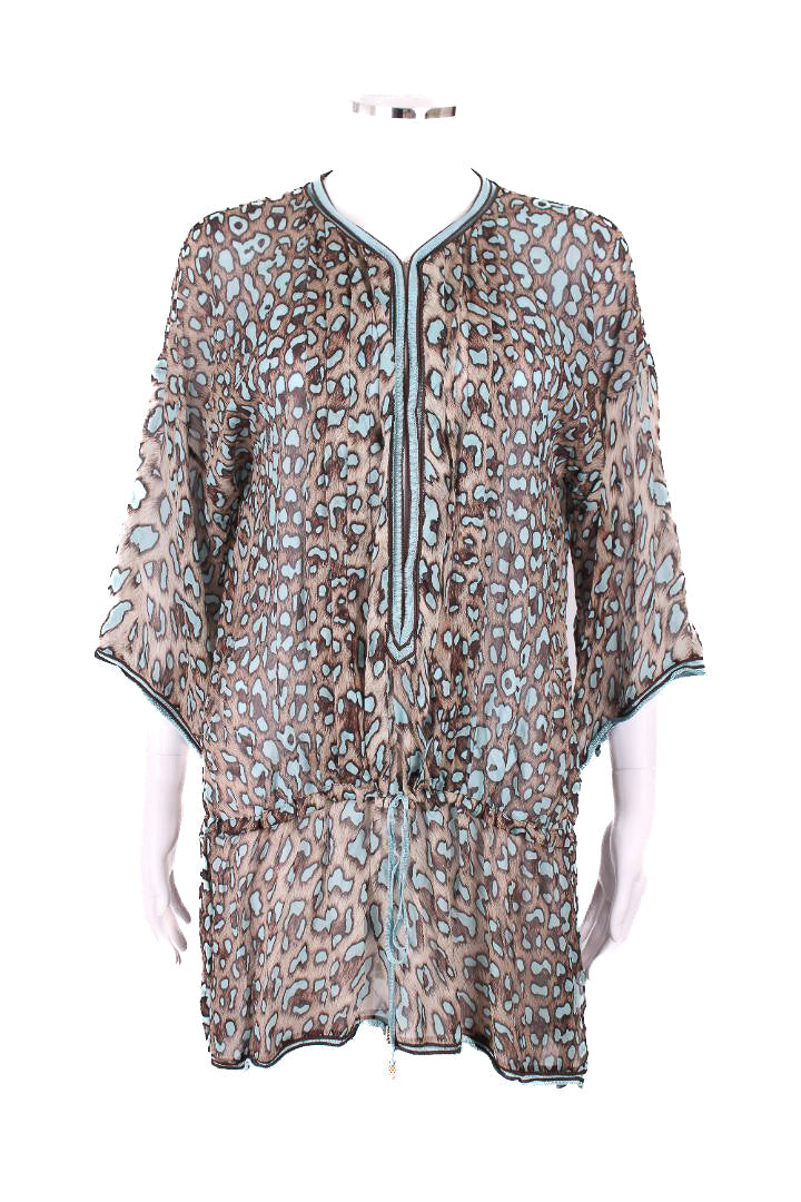 Robert Cavalli Blouse Brown/ Blue 10 | Medium, Blue