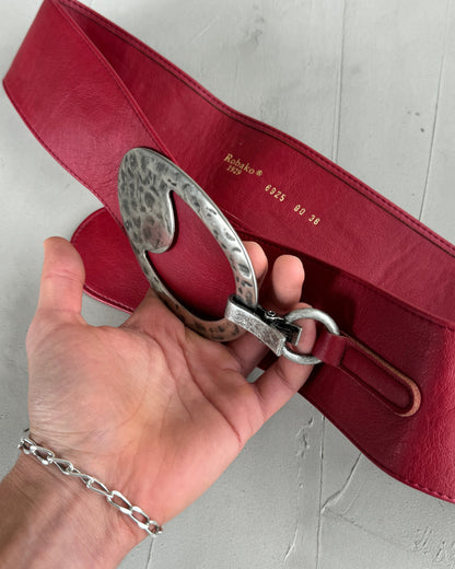 ROBAKO CEINTURES RED LEATHER BUCKLE BELT | O/S, Red