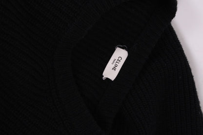 Celine L/S Ribbed Knit Logo Jumper Black M | Medium, Black