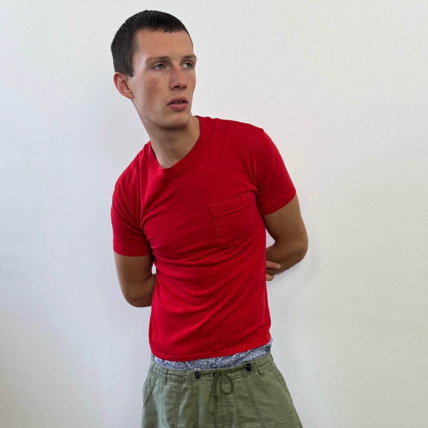 Vintage Red 80s US Pocket T-Shirt | Medium, Red