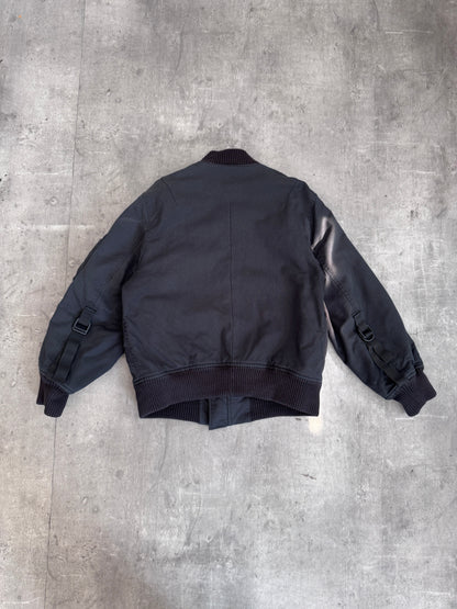 A/W 2003 Helmut Lang Black Cotton Utility Pocket Sleeve Bomber Re-edition Jacket