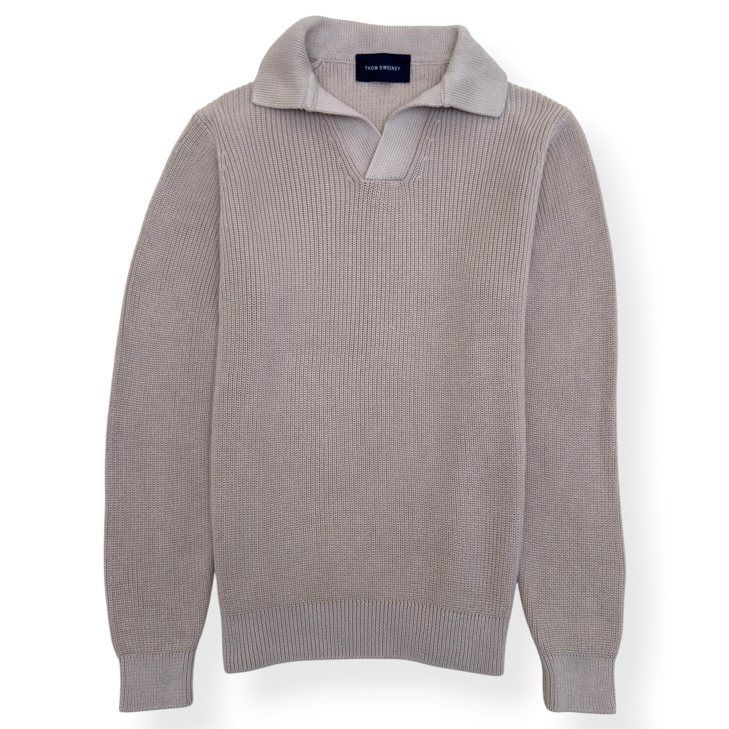 THOM SWEENEY SKIPPER KNIT POLO SWEATER CREAM M | Medium, Cream