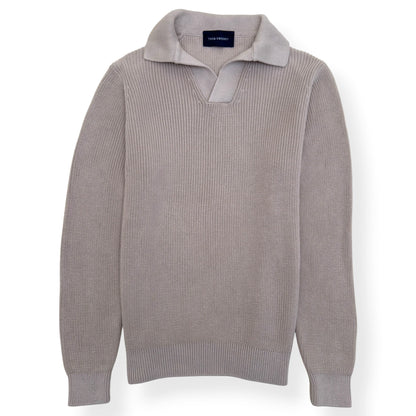 THOM SWEENEY SKIPPER KNIT POLO SWEATER CREAM M | Medium, Cream