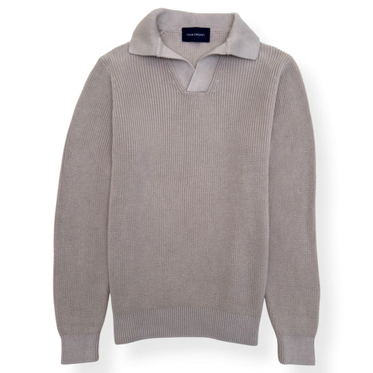 THOM SWEENEY SKIPPER KNIT POLO SWEATER CREAM M | Medium, Cream
