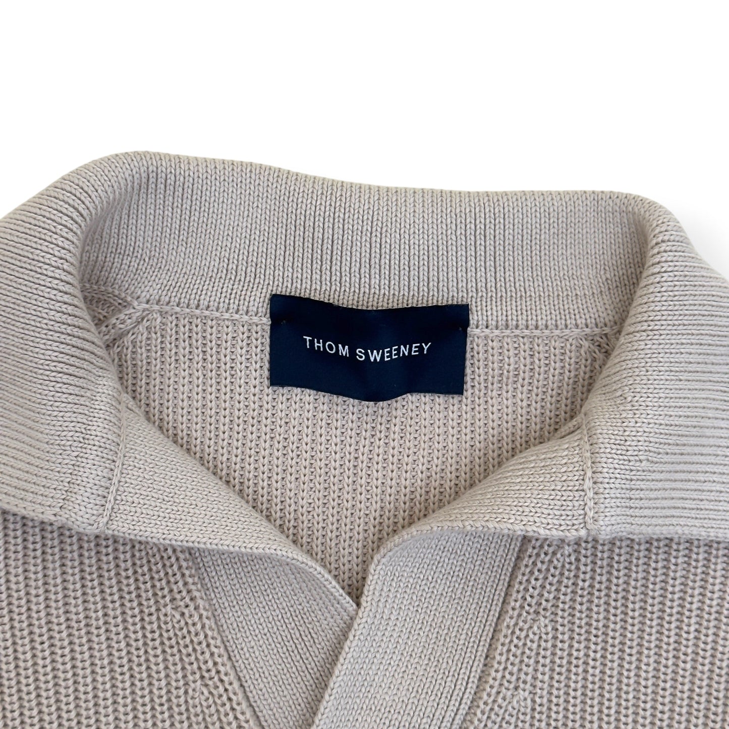 THOM SWEENEY SKIPPER KNIT POLO SWEATER CREAM M | Medium, Cream
