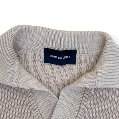 THOM SWEENEY SKIPPER KNIT POLO SWEATER CREAM M | Medium, Cream