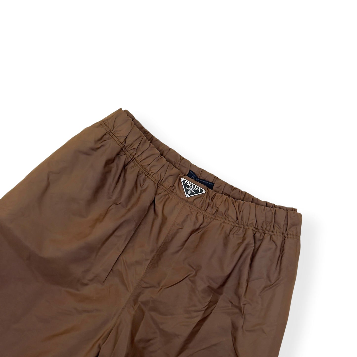 PRADA RE-NYLON LOGO PLAQUE SWIM SHORTS BROWN 54 / L | Large, Brown