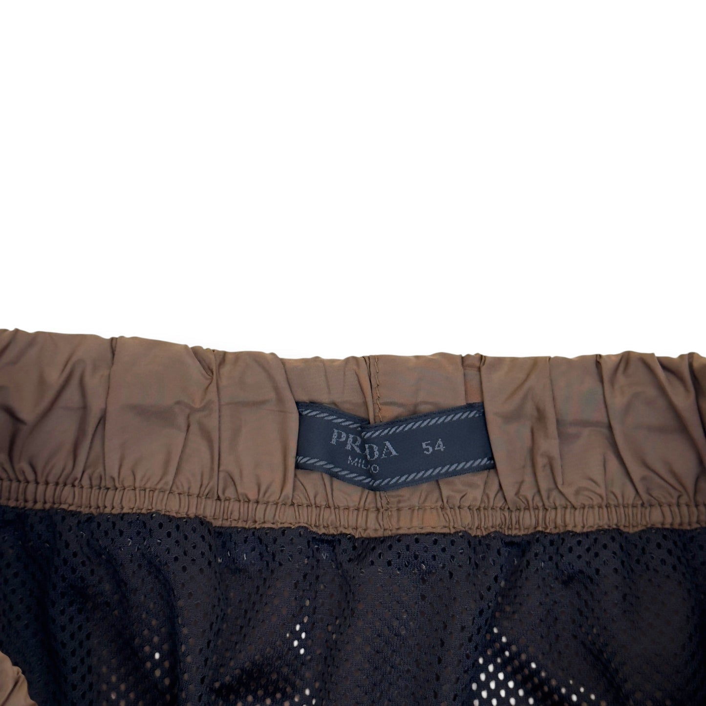 PRADA RE-NYLON LOGO PLAQUE SWIM SHORTS BROWN 54 / L | Large, Brown