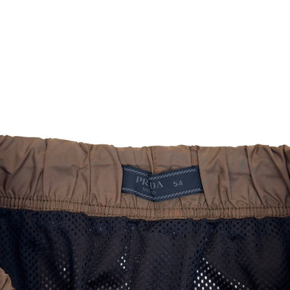 PRADA RE-NYLON LOGO PLAQUE SWIM SHORTS BROWN 54 / L | Large, Brown
