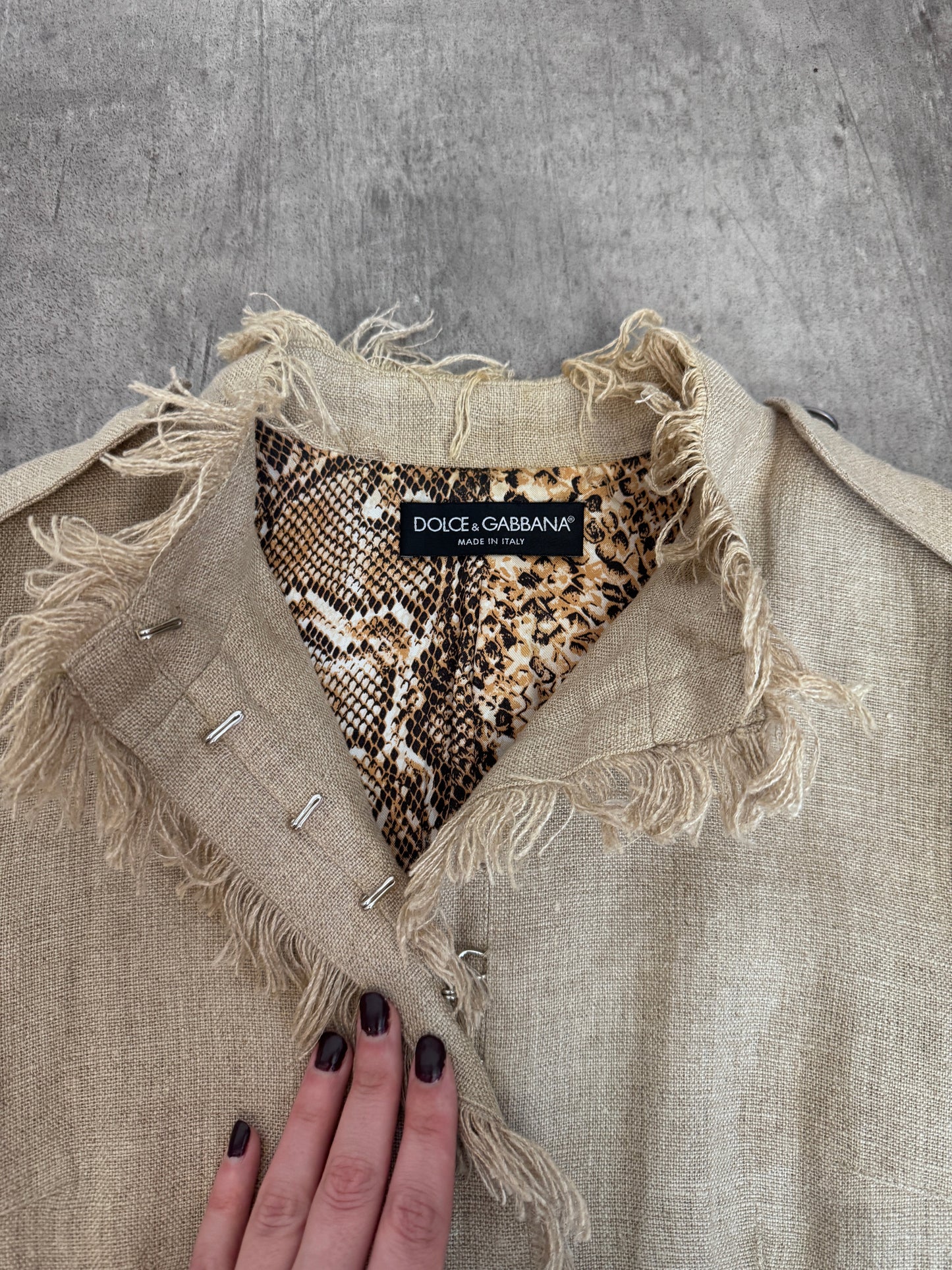 00s D&G Frayed Linen Jacket