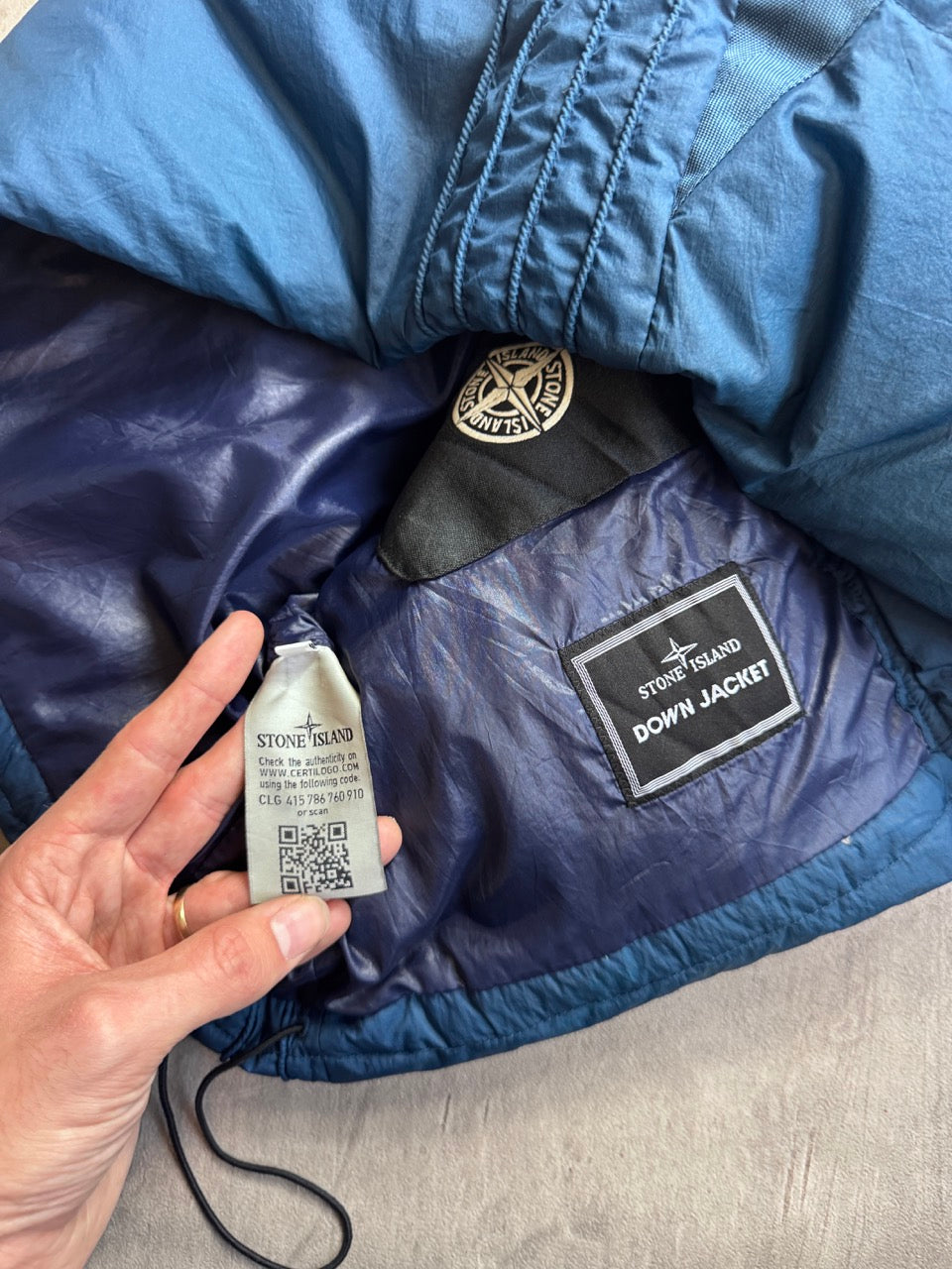 Stone Island Blue Opaque Nylon Tela Down Gilet