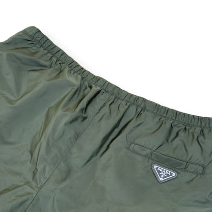 PRADA RE-NYLON LOGO PLAQUE SWIM SHORTS GREEN 56 / XL | XL, Green