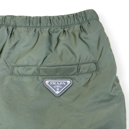 PRADA RE-NYLON LOGO PLAQUE SWIM SHORTS GREEN 56 / XL | XL, Green