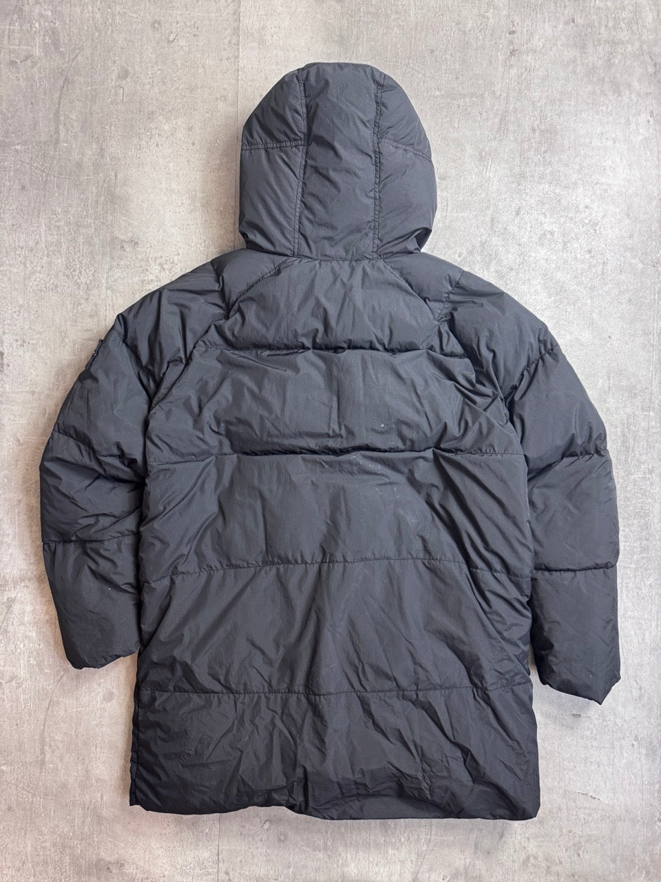 A/W 2018 Stone Island Black Garment Dyed Crinkle Reps NY Down Coat