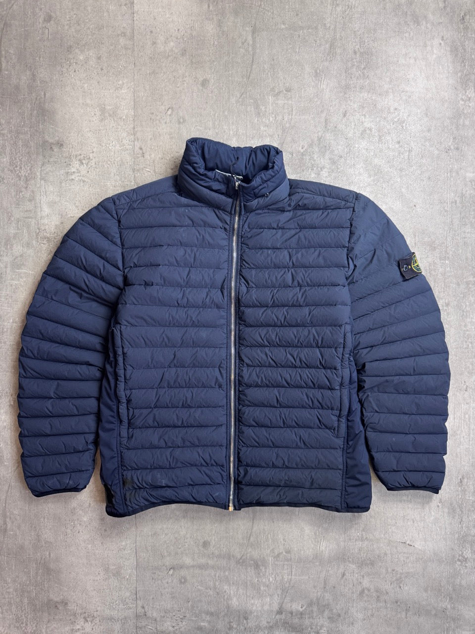 A/W 2020 Stone Island Navy Loom Woven Down Chambers Stretch Nylon-TC Jacket