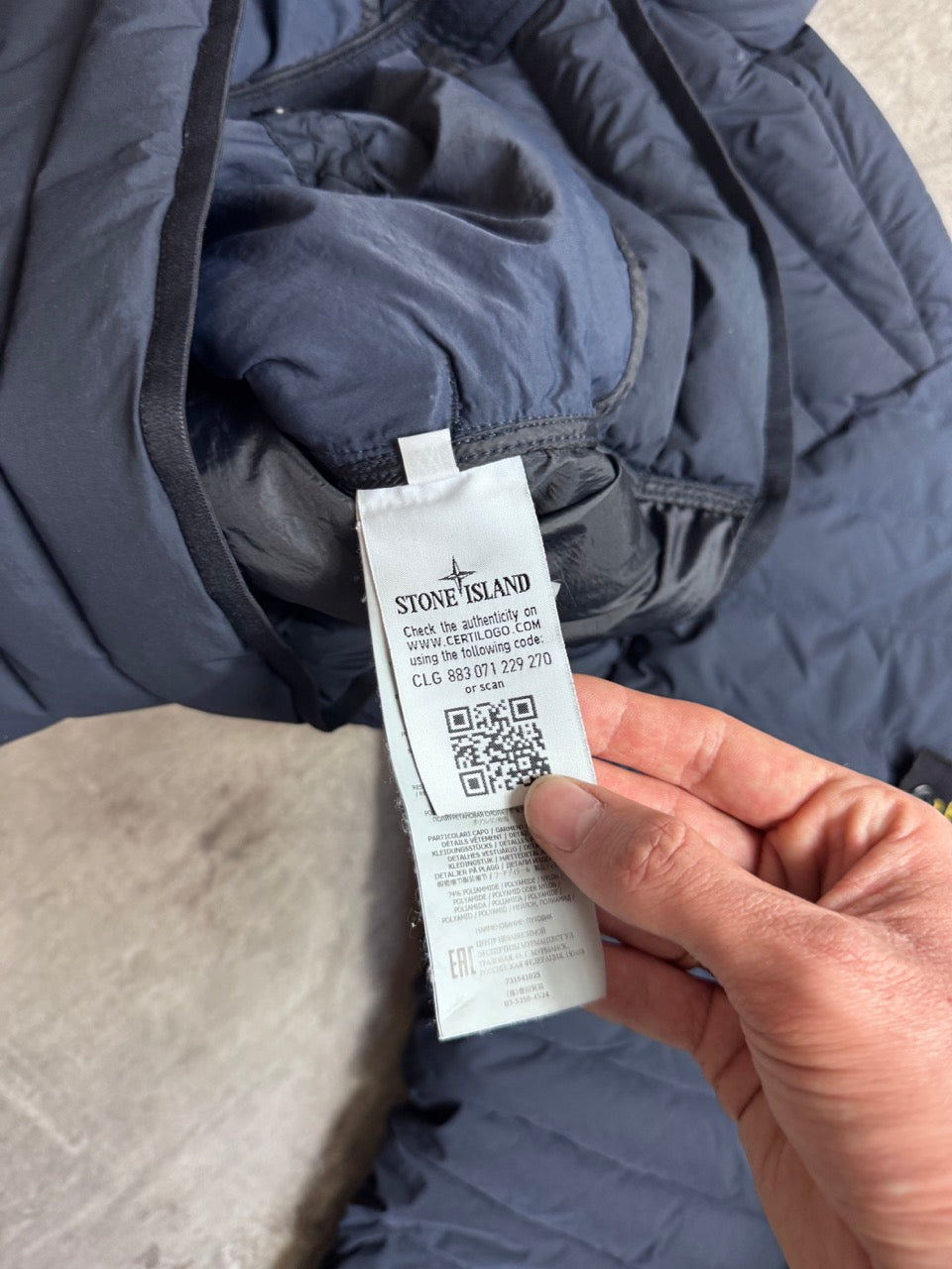 A/W 2020 Stone Island Navy Loom Woven Down Chambers Stretch Nylon-TC Jacket