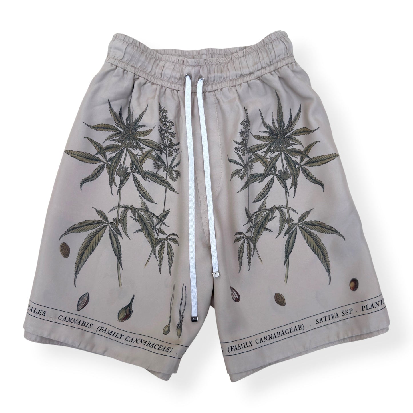 AMIRI BOTANICAL SILK DRAWSTRING SHORTS NATURAL L | Large, Tan