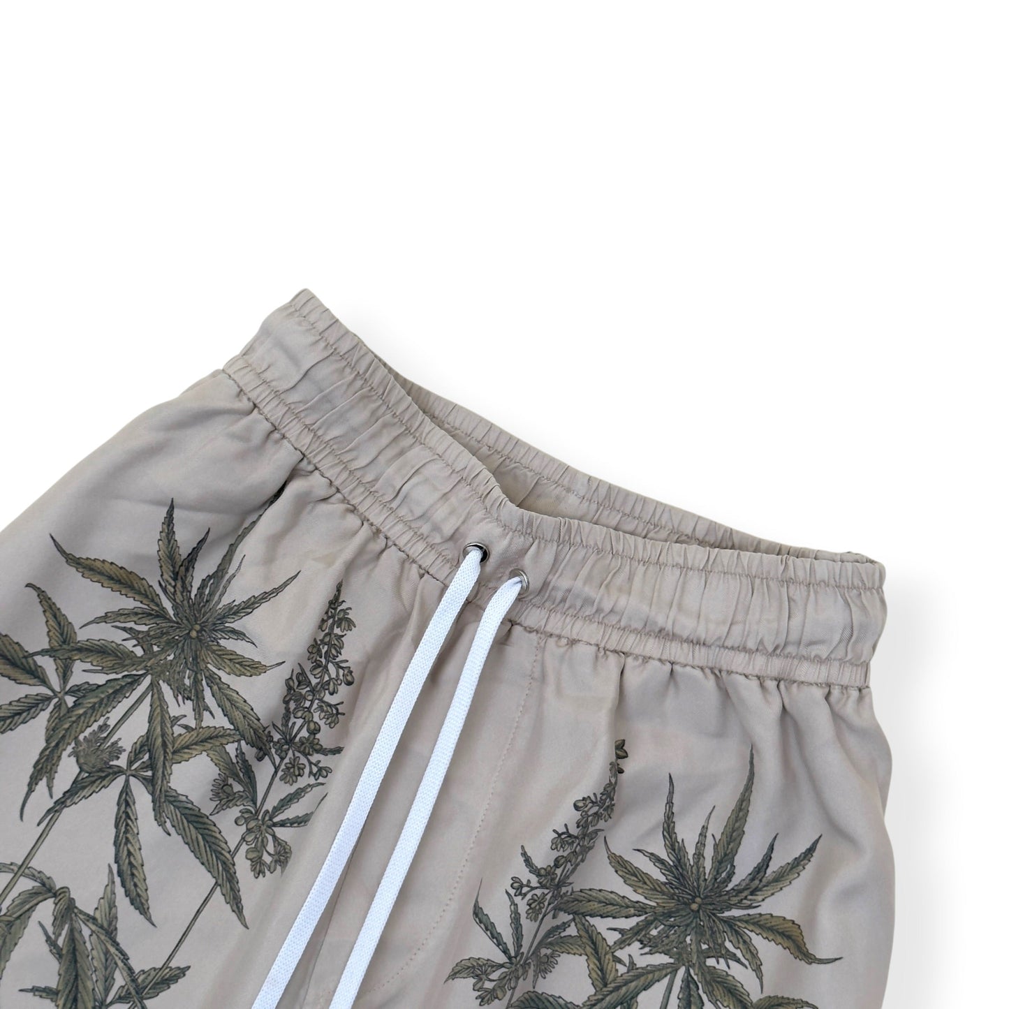 AMIRI BOTANICAL SILK DRAWSTRING SHORTS NATURAL L | Large, Tan
