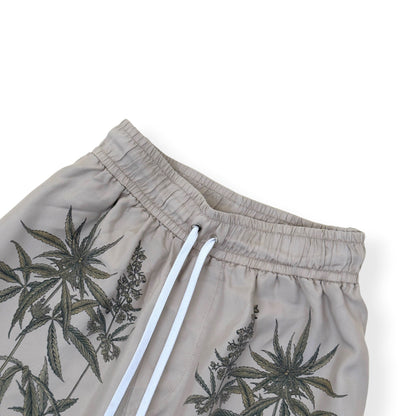 AMIRI BOTANICAL SILK DRAWSTRING SHORTS NATURAL L | Large, Tan