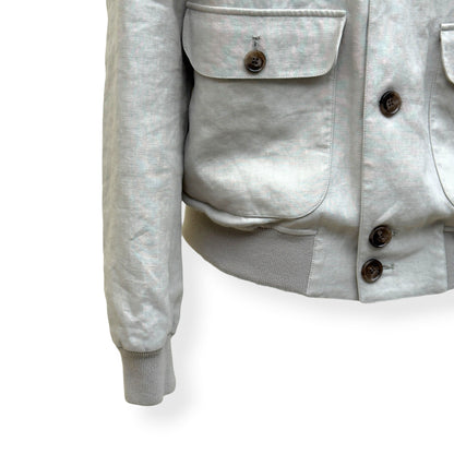 THOM SWEENEY LINEN BESPOKE BUTTON-UP JACKET STONE 50 / M | Medium, Stone