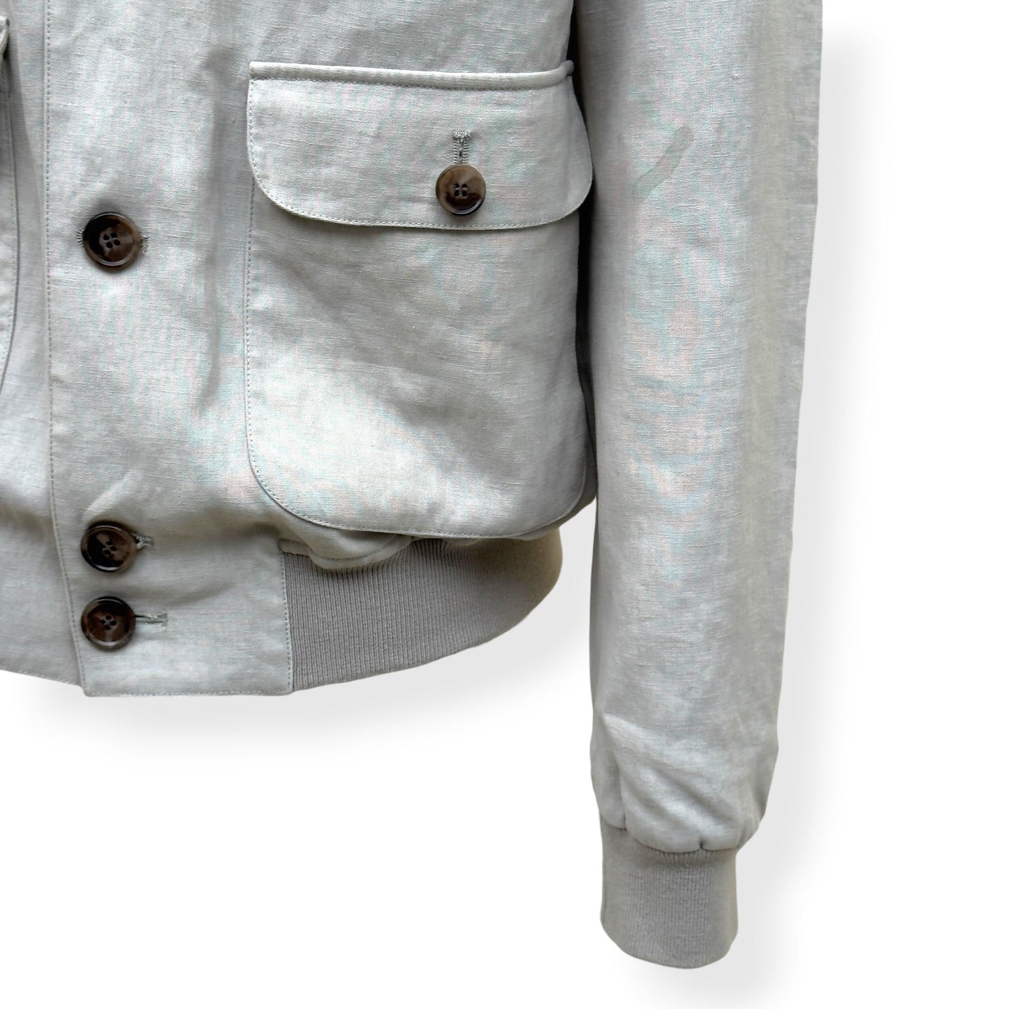 THOM SWEENEY LINEN BESPOKE BUTTON-UP JACKET STONE 50 / M | Medium, Stone
