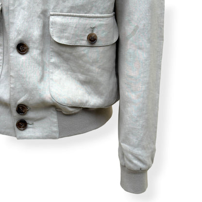 THOM SWEENEY LINEN BESPOKE BUTTON-UP JACKET STONE 50 / M | Medium, Stone