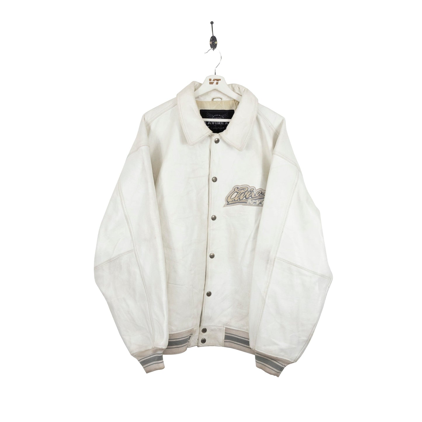 Avirex White Leather Bomber Jacket